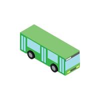 Green bus icon, isometric 3d style vector