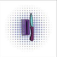 Comb and razor comics icon vector
