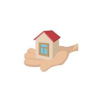 House in the hand cartoon vector