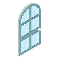 Arched glass door icon, isometric 3d style vector