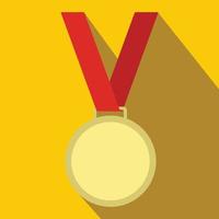 Medal with red ribbon flat icon vector