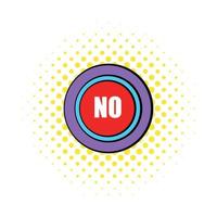 No red button icon, comics style vector