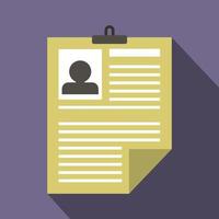 Resume icon in flat style vector