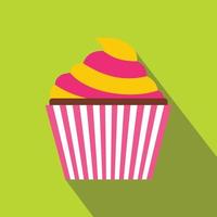 icono de cupcake, tipo plano vector