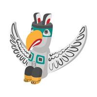 A colorful totem pole icon, cartoon style vector