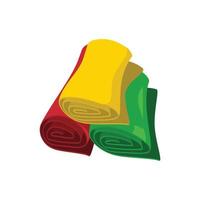 Rolls of colorful fabric cartoon icon vector