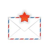 Envelope with red star mark flat icon vector