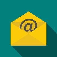 Envelope with e mail sign icon, flat style vector