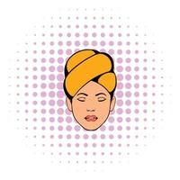 Woman with yellow towel on her head icon vector