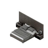 render 3d de dormitorio isométrico png