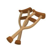 Wooden crutches cartoon icon vector