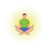 Man sitting in lotus posture icon, comics style vector