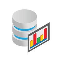 Database and computer monitor with chart icon vector