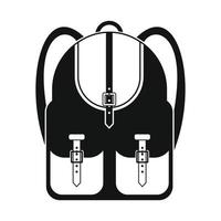 Touristic backpack black simple icon vector