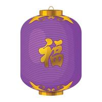 Purple chinese paper lantern icon, cartoon style vector