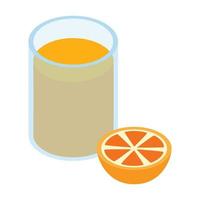 vaso de jugo de naranja icono isométrico 3d vector