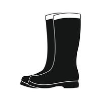 Rubber boots icon, black simple style vector