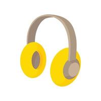 Yellow protective headphones icon, cartoon style