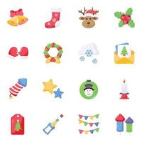 Set of Xmas Flat Icons vector