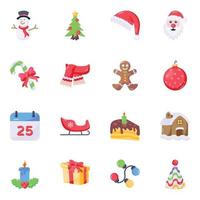 Pack of Christmas Flat Icons vector