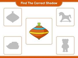 Find the correct shadow. Find and match the correct shadow of Whirligig Toy. Educational children game, printable worksheet, vector illustration