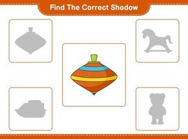 Find the correct shadow. Find and match the correct shadow of Whirligig Toy. Educational children game, printable worksheet, vector illustration