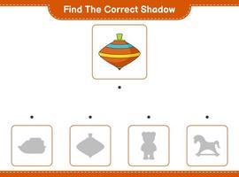 Find the correct shadow. Find and match the correct shadow of Whirligig Toy. Educational children game, printable worksheet, vector illustration