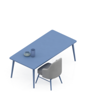 Isometric Table Set 3D render png