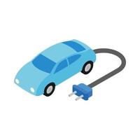 Electric car icon, isometric 3d style vector