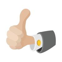 Thumb up gesture icon, cartoon style vector