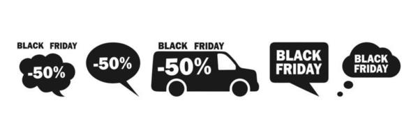 Set of Black Friday icons isolated on white background vector