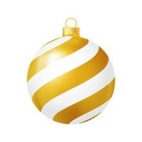 Yellow Christmas tree toy with lines Realistic color illustration vector