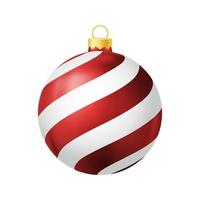 Red Christmas tree toy with lines Realistic color illustration vector