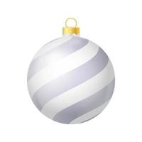 Grey Christmas tree toy with lines Realistic color illustration vector