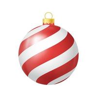 Red Christmas tree toy with lines Realistic color illustration vector