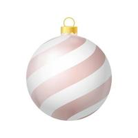 Beige Christmas tree toy with lines Realistic color illustration vector