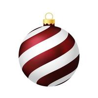 Dark red Christmas tree toy or ball Volumetric and realistic color illustration vector