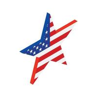 Star in the USA flag colors isometric 3d icon vector