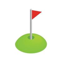 icono 3d isométrico de la bandera de golf roja vector