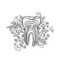 healthy oral flora, monochrome vector