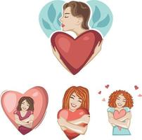 Girl, self love, harmony, self acceptance, icon symbol vector