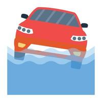 Trendy Car Sinking vector