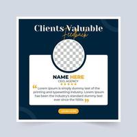 Customer service feedback and work review layout vector. Business client testimonials with photo and quote placeholders. Customer feedback review or testimonial template design vector. vector