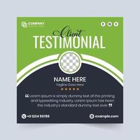 Creative client testimonial and review section layout design. Customer service feedback and rating section with black and green colors. Modern company review and client testimonial design vector. vector