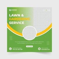 Farm management service social media post vector. Agro farm and landscaping business web banner with yellow and green colors. Harvesting and gardening service advertisement template. vector