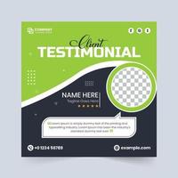 Website rating section and client testimonial design with red and green colors. Customer feedback review or testimonial template vector with abstract shapes. Creative review template design.
