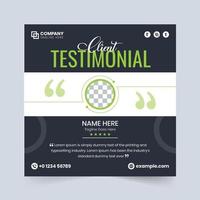 Creative website testimonial and client feedback section vector with dark backgrounds. Customer service feedback and quote layout vector with a photo placeholder. Business client review design.