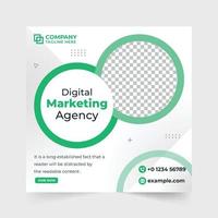 Corporate digital marketing poster design with abstract shapes. Marketing Agency social media post vector for advertisement. Modern business social media post template with red and green colors.
