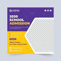 Back-to-school social media post vector with abstract shapes. College admission and academic course promotional template design. Creative school admission advertisement template vector.