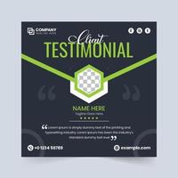 Minimal client review and customer feedback layout template for businesses and websites. Customer testimonial with orange and green text effect on dark backgrounds. Client service and work review. vector